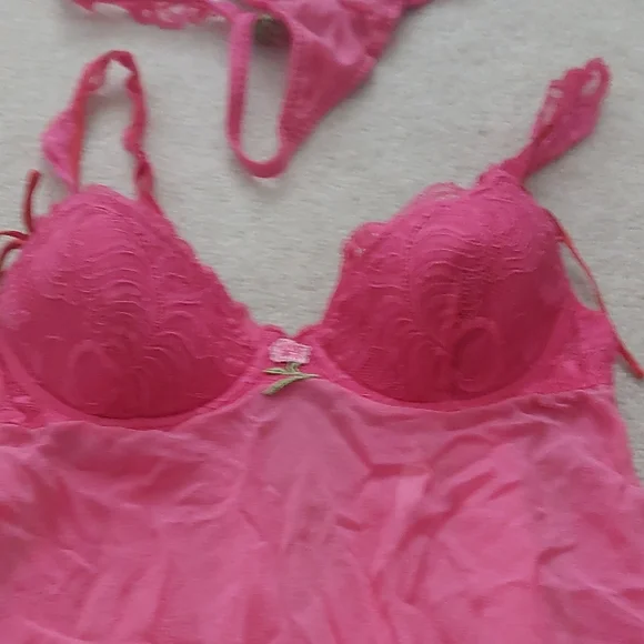 Victoria's Secret Vibrant Pink Chemise Set - Picture 2 of 4